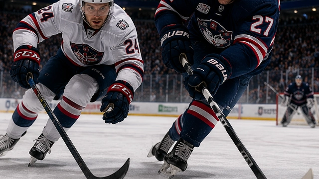 Palet et joueurs en action sur la glace pour illustrer le temps de jeu au hockey sur glace