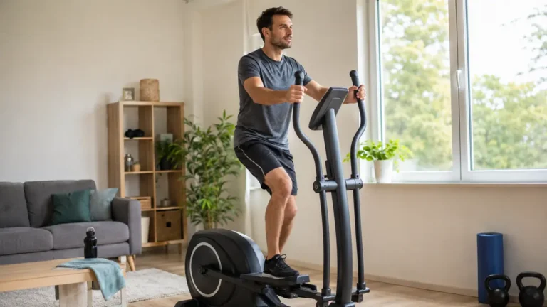 vélo elliptique avant après 1 mois avec un sportif s’entraînant à domicile sur un appareil de cardio