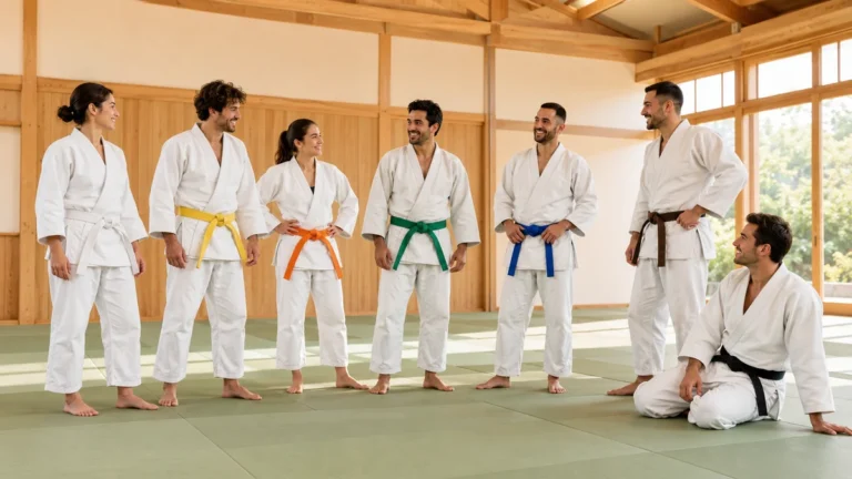 Couleur des ceintures au judo dans un dojo