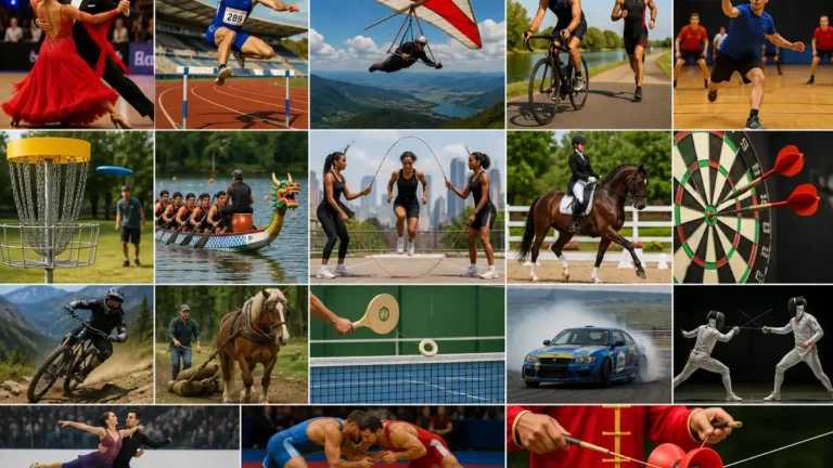 Montage de plusieurs sports en D comme le décathlon, le dressage et le dodgeball
