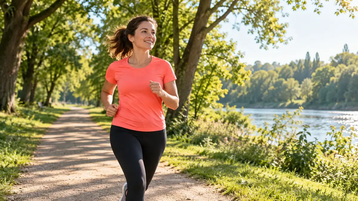 Femme pratiquant la course à pied sur un chemin en pleine nature